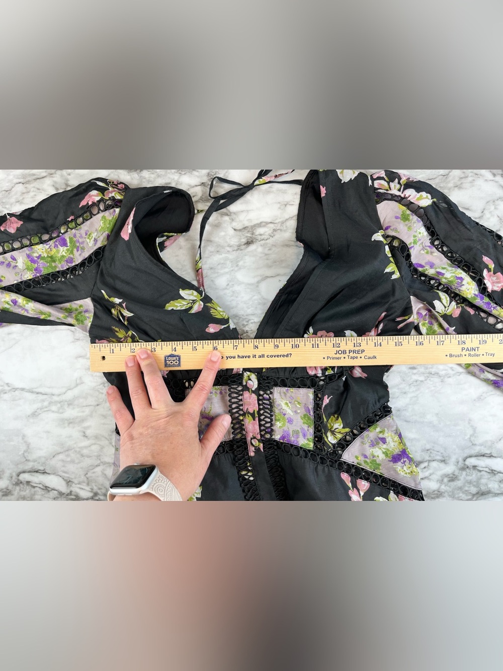 ASOS DESIGN Color Block Maxi Dress Floral Prairie Cottage Core Romantic Sz 4 - Picture 11 of 11